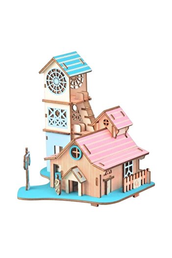 Star Master Set de Construit din Lemn, Macheta 3D, Copii si Adulti, 58 piese, Casa de la Rau 8+ ani