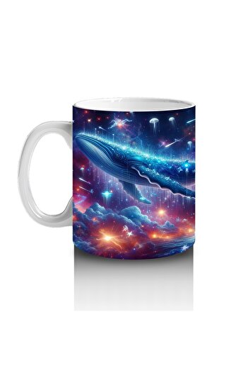 Luluyen Giant Blue Whale Patterned Mug Cup Floating in the Galaxy That Makes Children Love Milk