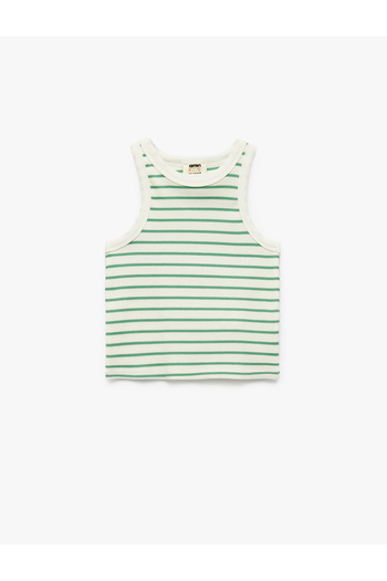 Koton Cotton Crew Neck Camisole Striped Crop Undershirt