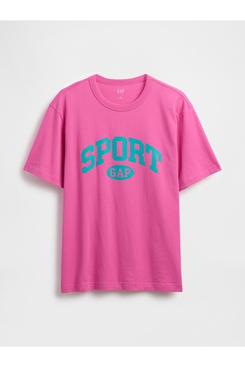 GAP Erkek Pembe Spor Logosu Relaxed T-Shirt
