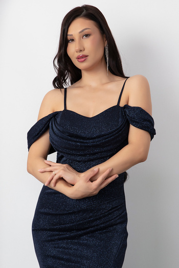 PULLIMM Low Shoulder Slit Evening Dress 39995