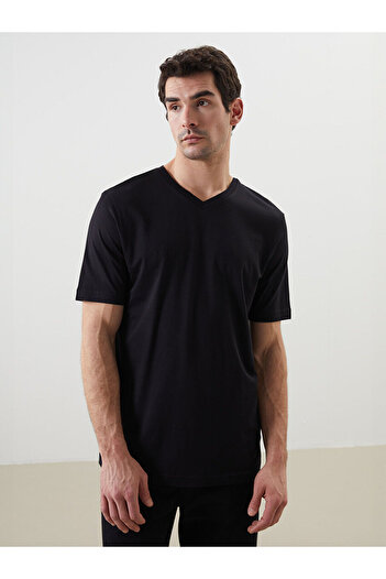 LC Waikiki Ανδρικό T-Shirt LCW με λαιμόκοψη V χτενισμένο βαμβακερό