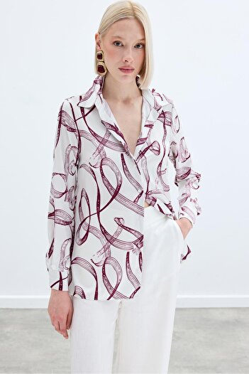 Sateen Patterned Classic Shirt - Claret Red
