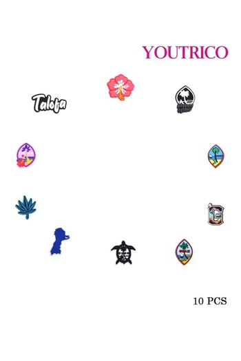 Youtrico 10pcs Cartoon Summer Island Jibbitz Charms for Crocs - Slipper Ornament