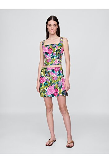 GAP Kadın Pembe Keten Karışımlı Crop Bluz