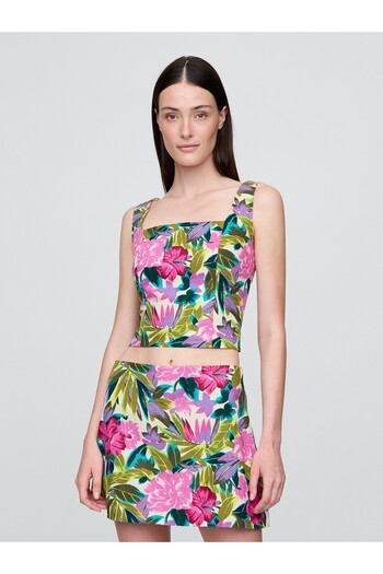 GAP Kadın Pembe Keten Karışımlı Crop Bluz