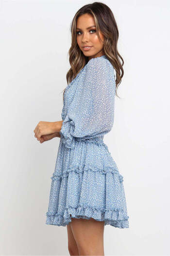 WildFashion Rochie casual din material vaporos cu volanase H706-48