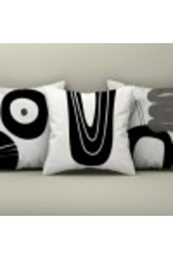 Lenjerii Deosebite Set 3 decorative pillow covers 43x43cm Abstract Design White/Black/Gray