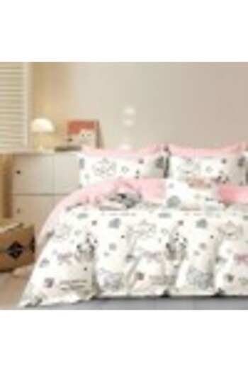 Pucioasa Lenjerie de pat 1 persoana percale copii cu catei, bumbac 100%, cearceaf pilota 150x220cm