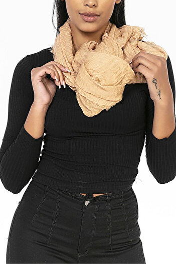 Neşeli Butik Women Camel Muslin Fabric Shawl Pareo Nbmht02