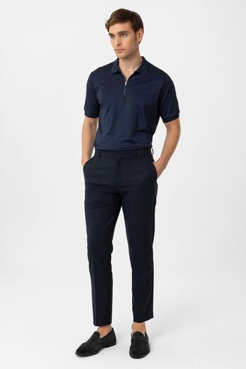 Antioch Navy Blue Slim Fit Comfort Men's Trousers