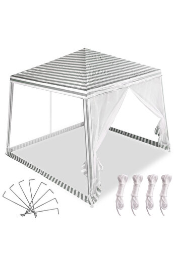 zola Garden tent,with 4 sides with mosquito netting, zip closure, 3 x 3 m, white with green