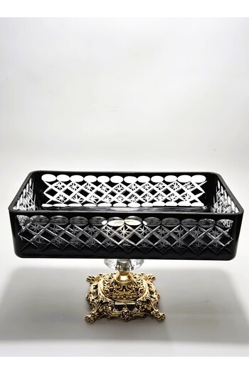 Akden Kristal Crystal Cutting Decor Ektrella Baton Presentation Glass Bowl