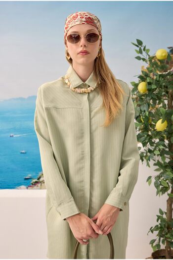 HEQA Robe Verev Striped Shirt Eucalyptus