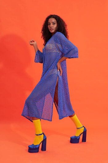 NBB Saks Blue Lace Long Dress Pareo