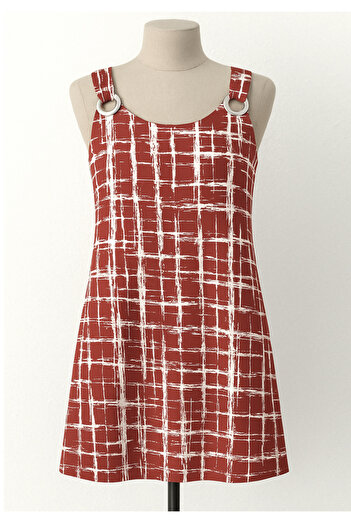 Little Visqon Women's Strappy Bird's Eye Detailed Patterned Single Jersey Dress