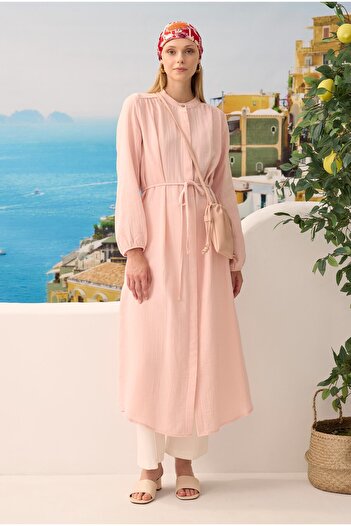 HEQA Long Muslin Shirt Dusty Pink