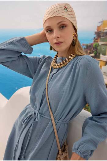 HEQA Long Muslin Shirt Pastel Blue
