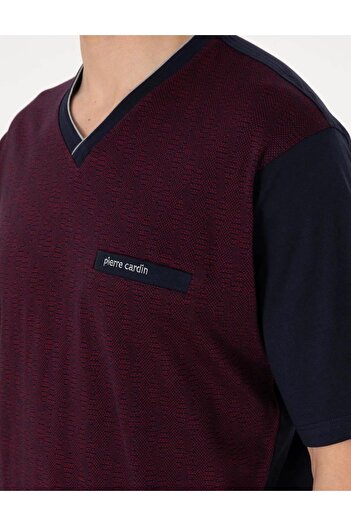 Pierre Cardin Men's Burgundy Jacquard Short Sleeve Shorts & Long 3-Piece Special Boxed Pajama Set