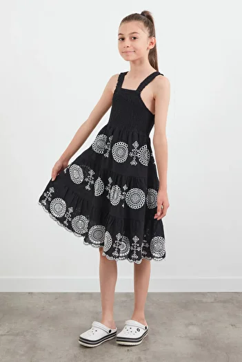 Fulla Moda Embroidered Gipeli Girl's Dress