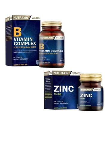 Nutraxin Vitamin B Complex - 60 Tablets Zinc Supplement for Skin, Hair, Nail Health 15 Mg 100 Tablets