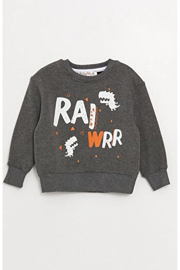 Calimera Kids Anthracite Crew Neck Long Sleeve Printed Baby Boy 2-Piece Set