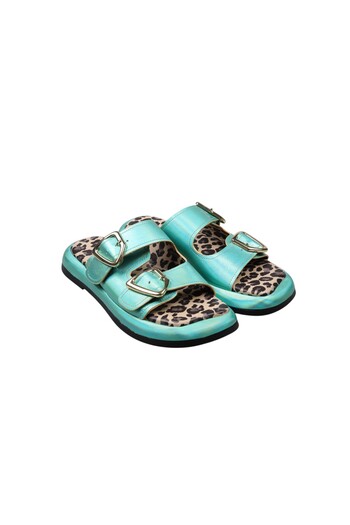 Lady Mia Bella Genuine Leather Buckle Women's Slippers
