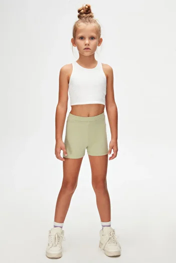 LOVETTI Light Green Basic Girls' Dance Shorts
