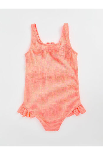 LC Waikiki Lcw Kids Orange Stretch Fabric Ruffle Girl's Swimsuit