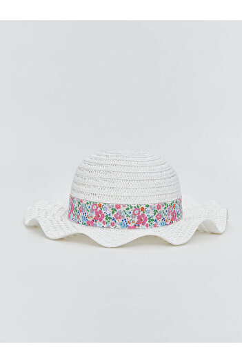 LC Waikiki Flower Patterned Girl's Straw Hat (S5)