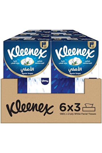 Kleenex Original Facial Tissue, 2 PLY, 18 Tissue Boxes x 146 Sheets, Soft Tissue Paper with Cotton C
