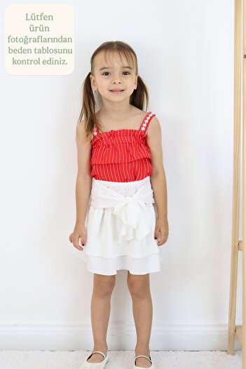 FESSHERA KİDS 🎀   Girl's Bow Detailed Gipeli Layered Skirt 🎀