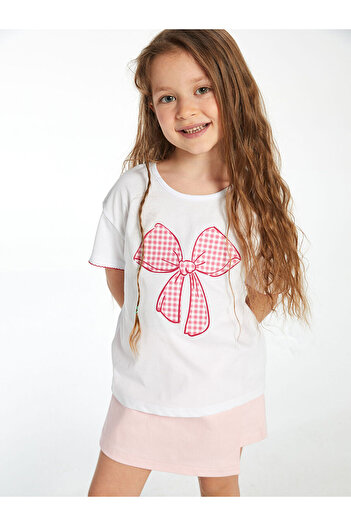 LC Waikiki Bicycle collar ribbon Printed girl child t-shirt