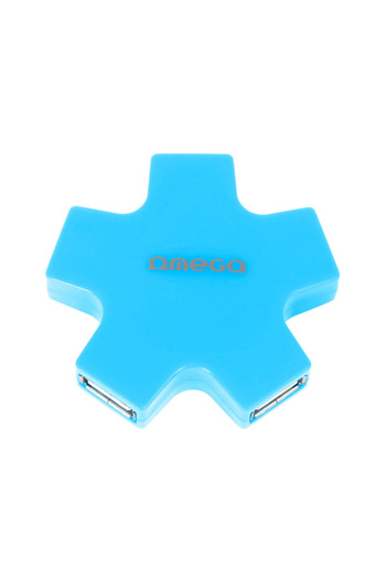Omega USB hub with 4 USB 2.0 ports, Star Blue 43520, charging, data transfer, peripheral connection