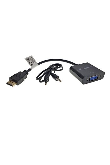 Lanberg Adapter, HDMI to VGA signal converter + 3.5mm female audio jack, AD-0017-BK, Lanberg, unidirectional