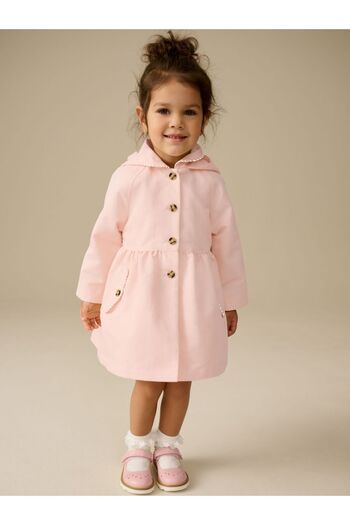 Next Baby Cotton Dust Pink Water Resistant Hooded Trench Coat / Coat
