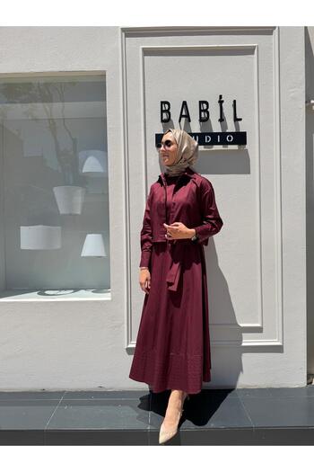 TERZİ DÜKKANI Td3508 Short Women's Shirt Burgundy