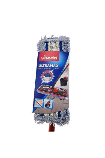 Vileda UltraMax 13979 flat mop, microfiber and cotton, with telescopic rotating handle