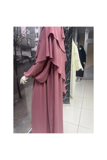 Fashion journey Azalea Takim Hijab Hadj Umrah Casual Stabdart Size Abaya Modern 3 Piece Dress Souffle and Veil