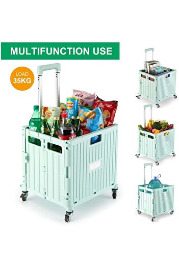Hope Foldable Plastic Shopping Trolley Cart with Storage Box