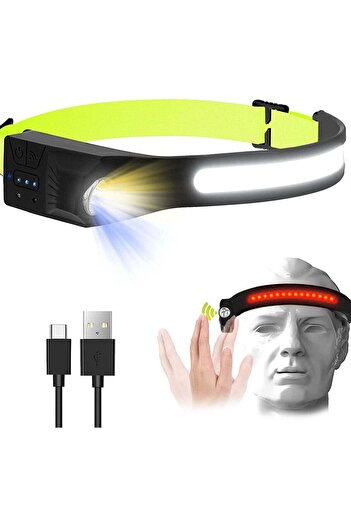 Generic LED Headlamp, Rechargeable Flashlight for Adults, 230° Wide Beam Headlight, Motion Sensor Head Lamp
