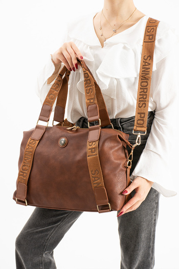 Sanmorris 1432 Sanmorris Branded Multi-Eye Hand and Shoulder Bag with Adjustable Cross Strap