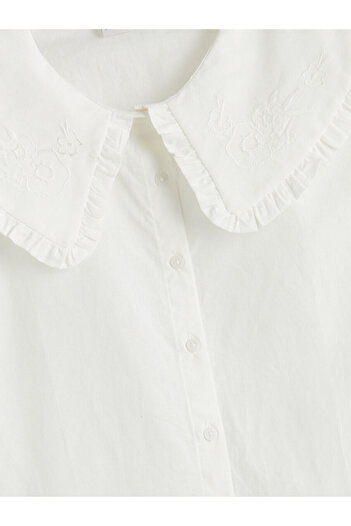 LC Waikiki Lcw Kids White Baby Collar Floral Girl's Shirt