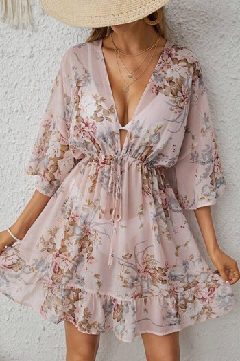 BELLA NOTTE Floral Patterned Lace Detailed Pareo