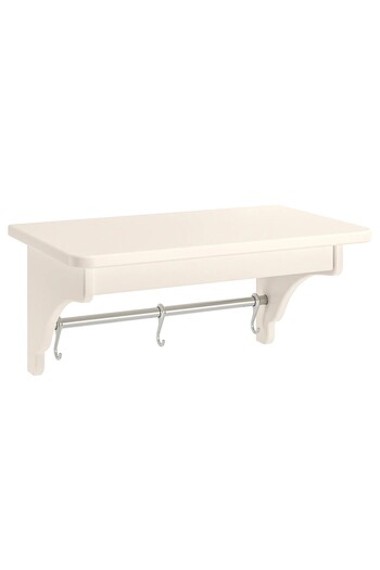 IKEA Ahşap Mutfak Rafı 50x30x24 Cm Kancalı Raylı Mutfak Rafı Kırık Beyaz Askılı Raf