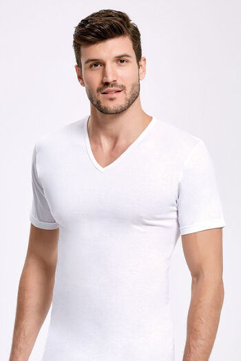 İlke 6 Pieces, 100% Cotton, Combed Cotton Fabric, V-Neck, Comfortable Fit, Undershirt & T-Shirt, Absorbs Sweat, White