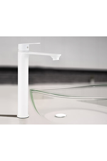 PLOTO Tall white basin mixer with hoses and hoses from Al-Qafari Sanitary Ware