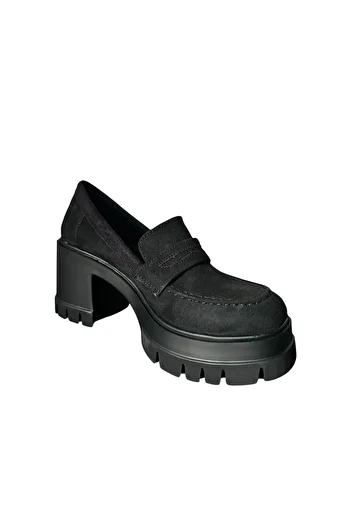 bescobel Women's Horta Black Suede High Heel Leofer Shoes 10 cm