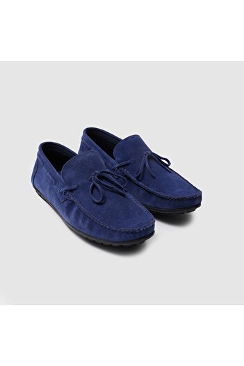 TOGO Saks Mavi Süet Hakiki Deri Erkek Loafer Ayakkabı [052089]