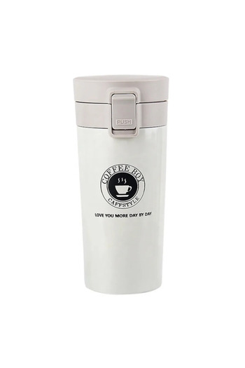 ABYZ Termos metalic ™, 380 ml, izoterm, culoare alb mat, ideal pentru cafea, ceai și băuturi reci